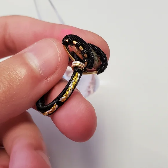 "Dragons Egg" Unakite Handmade Wire Wrap Ring - Picture 6 of 8